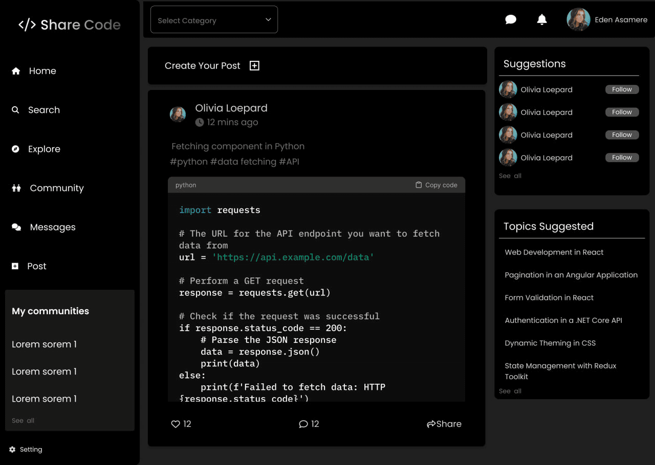 Coders Social Media project