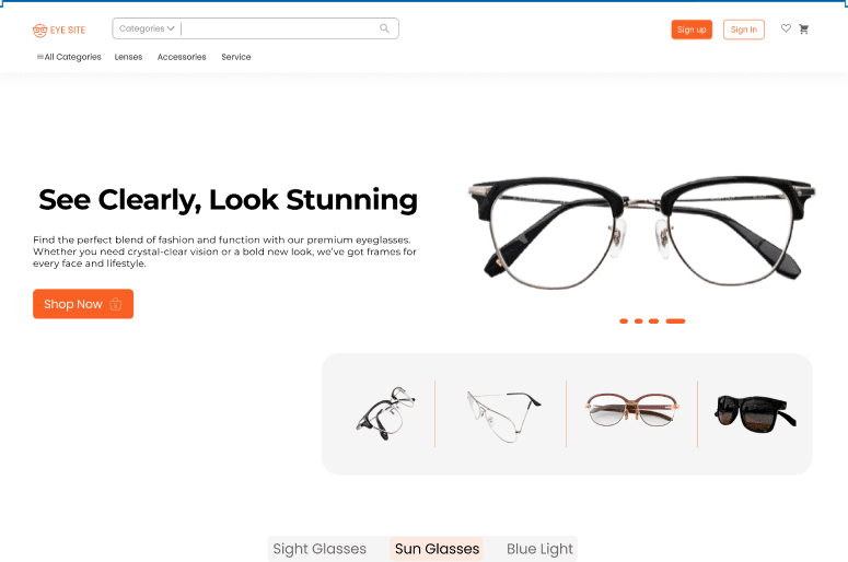 Eyewear E-Commerce Website – UI Design project